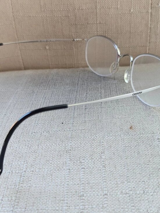 Carrera Glasses Frame Silver Tone Half Rim Wired Eyeglasses Frame Made in Italy
